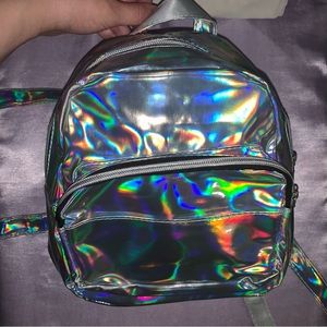 SHEIN Metallic Mini Backpack chrome/holographic